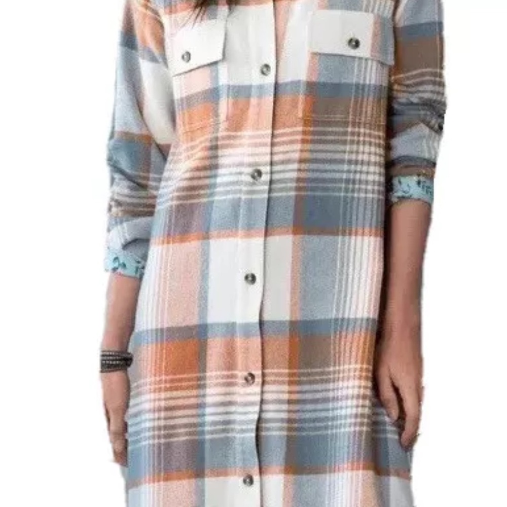 EUC Sundance Plaid Flannel Button-Up Shirt Dress